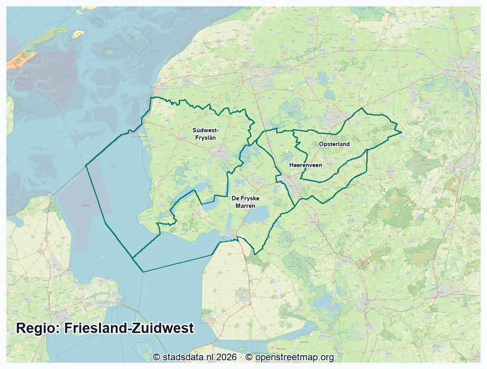 Kaart Friesland-Zuidwest